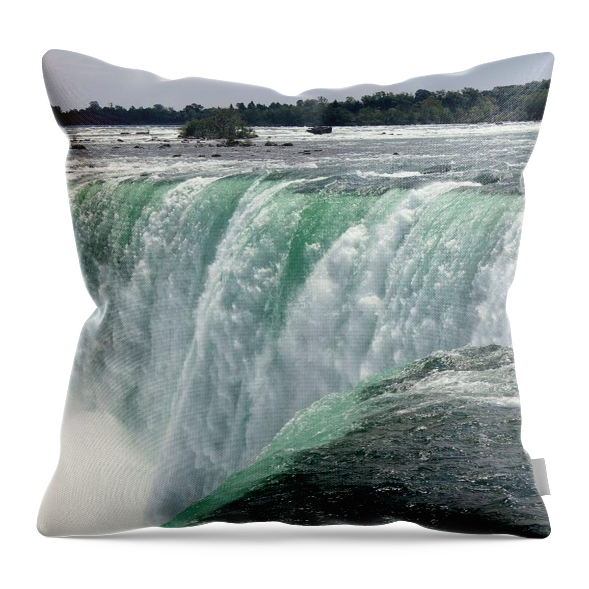 Landscape Throw Pillow featuring the painting Niagara Falls #1 by Celestial Images