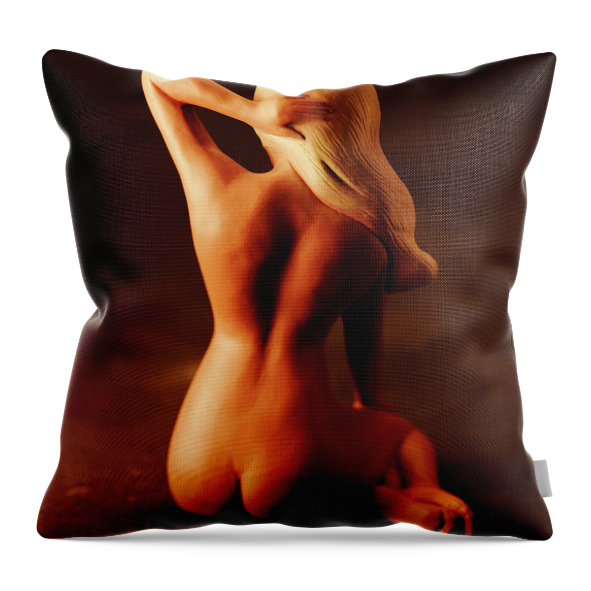 Adult Throw Pillow featuring the drawing Nude Woman From Behind #1 by CSA Images