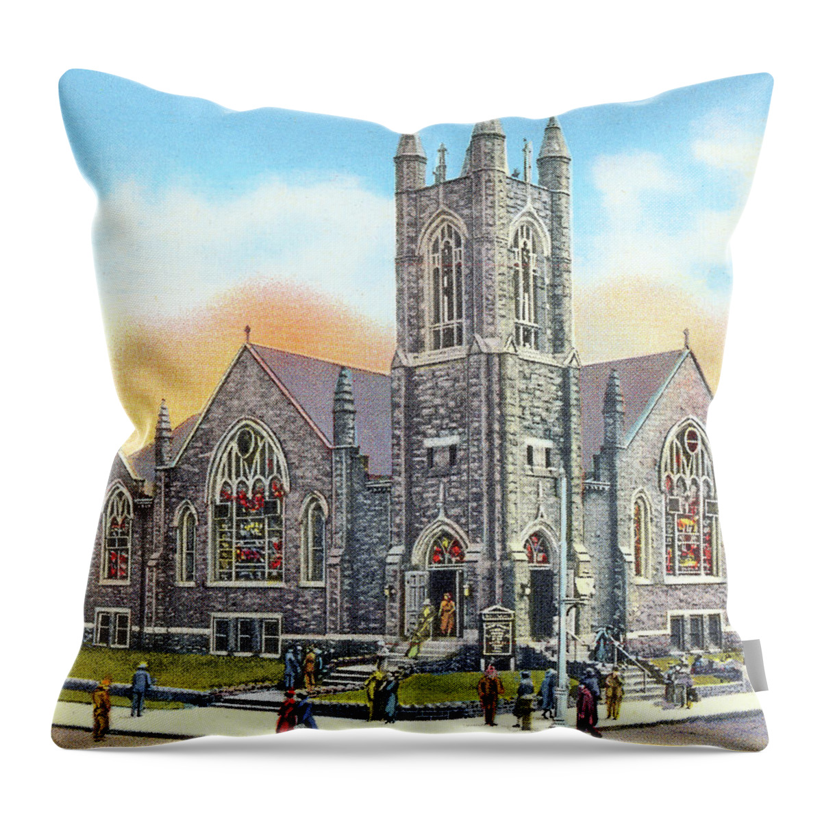 Architecture Throw Pillow featuring the drawing Old City Church #1 by CSA Images