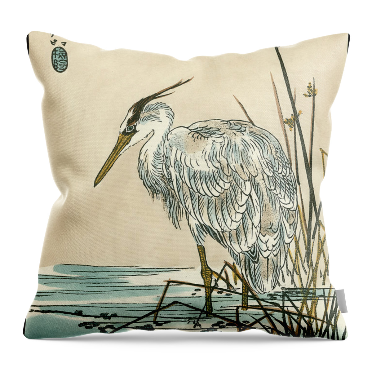 Animals Throw Pillow featuring the painting Oriental Crane I #1 by Vision Studio