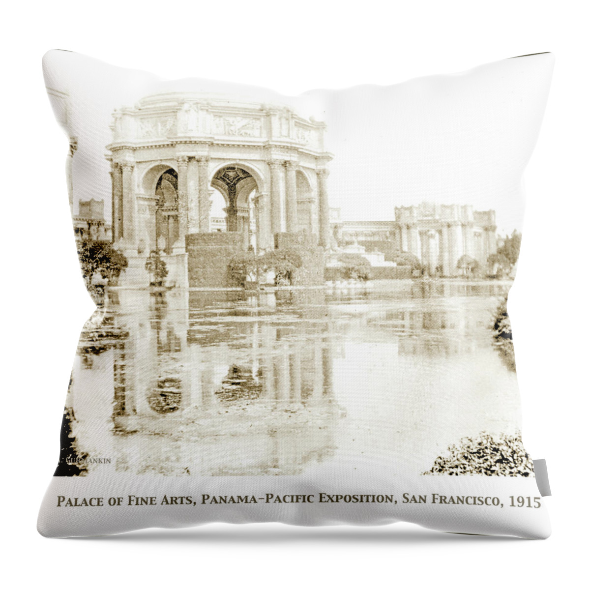 Palace Of Fine Arts Throw Pillow featuring the photograph Palace of Fine Arts, Panama-Pacific Exposition, San Francisco, 1 #1 by A Macarthur Gurmankin
