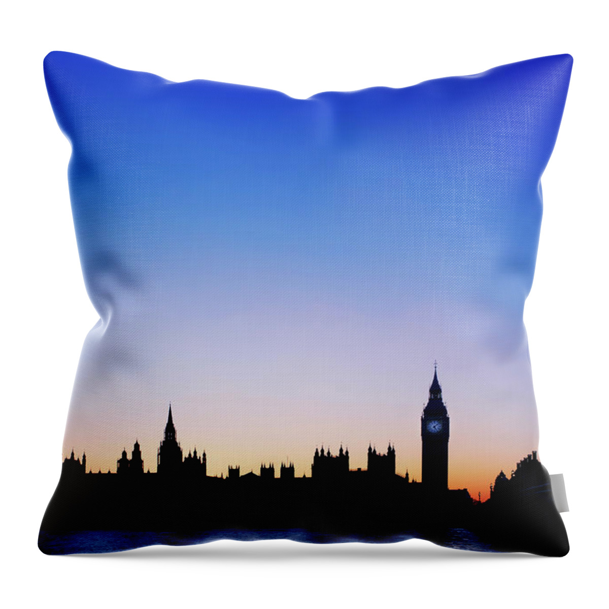 Clear Sky Throw Pillow featuring the photograph Palace Of Westminster #1 by Adam Gault