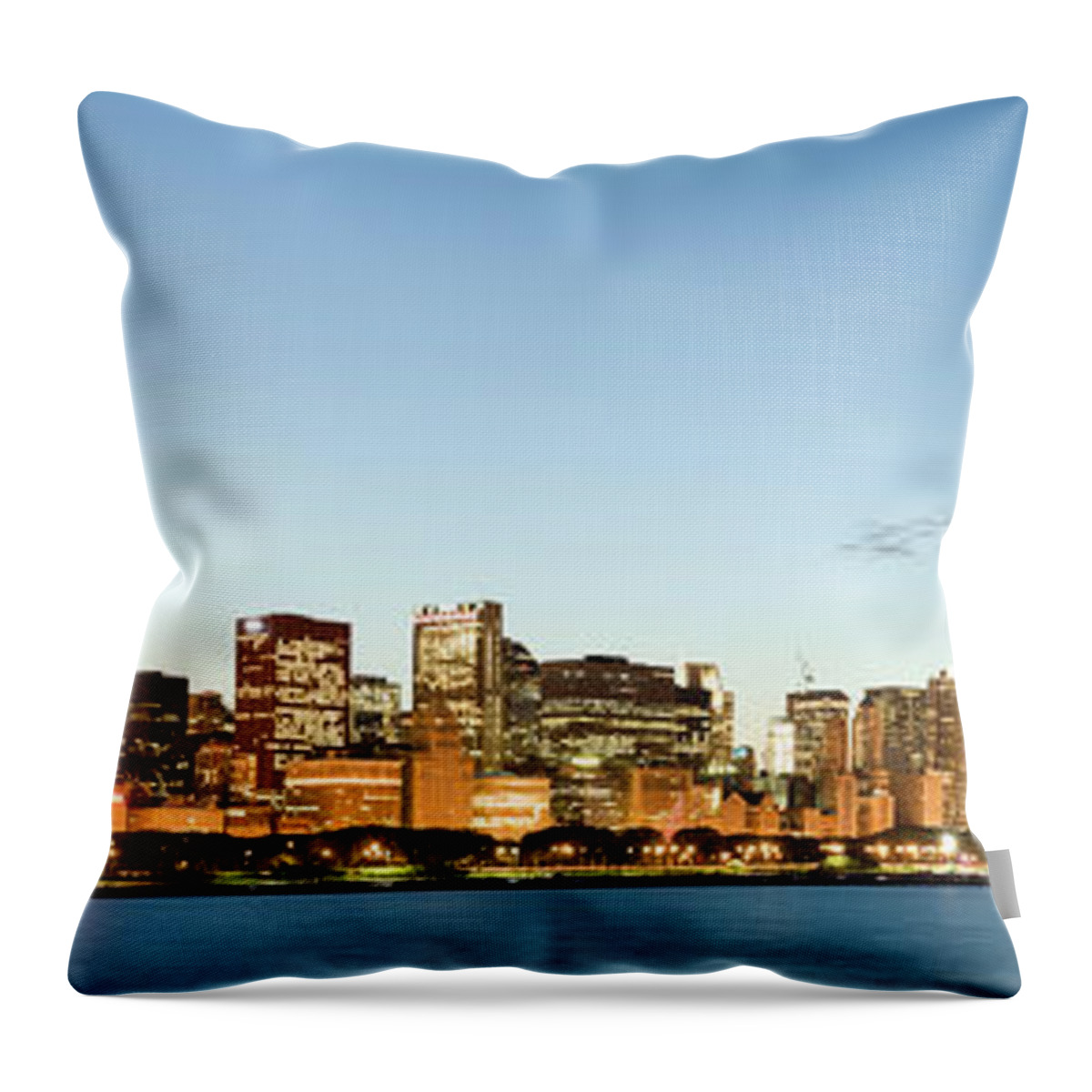 Water's Edge Throw Pillow featuring the photograph Panoramic View Of The Chicago Skyline #1 by Chrisp0