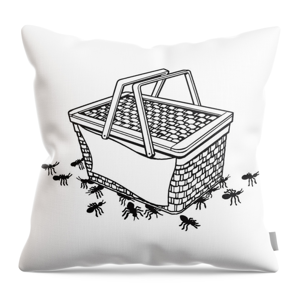 Animal Throw Pillow featuring the drawing Picnic Basket with Ants #1 by CSA Images