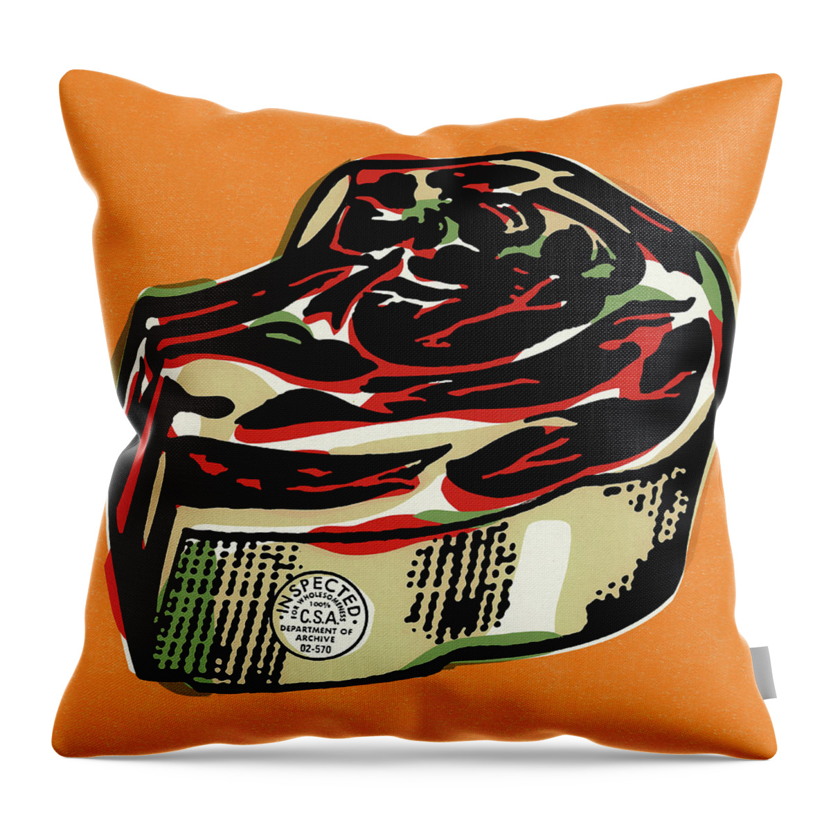 Barbecue Throw Pillow featuring the drawing Piece of Raw Meat #1 by CSA Images