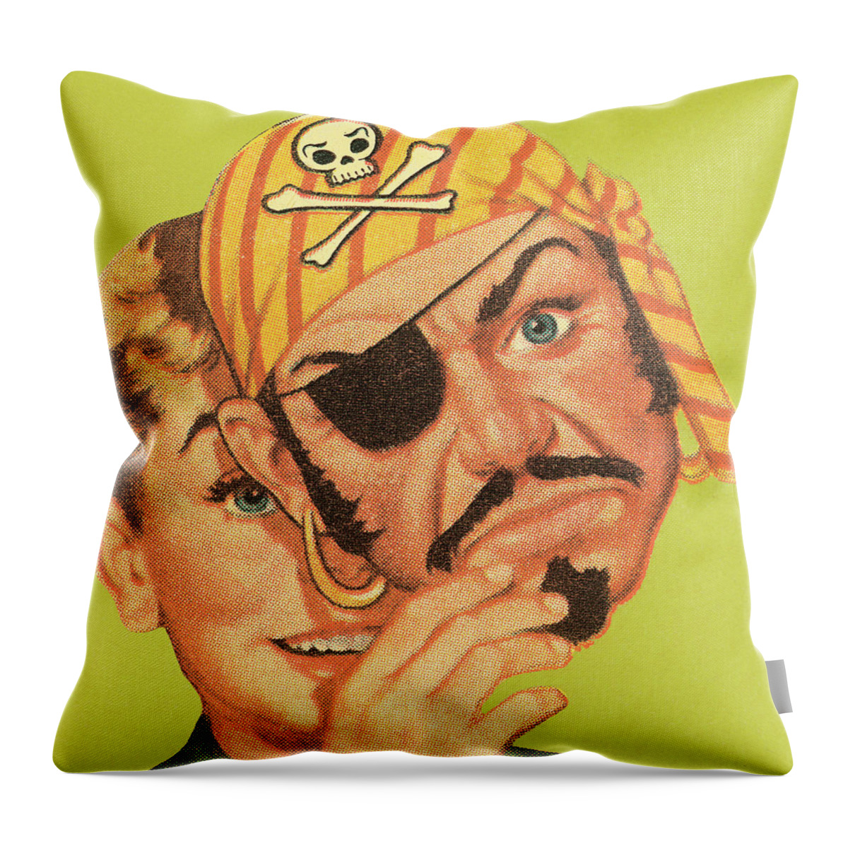 Bandana Throw Pillow featuring the drawing Pirate mask #1 by CSA Images