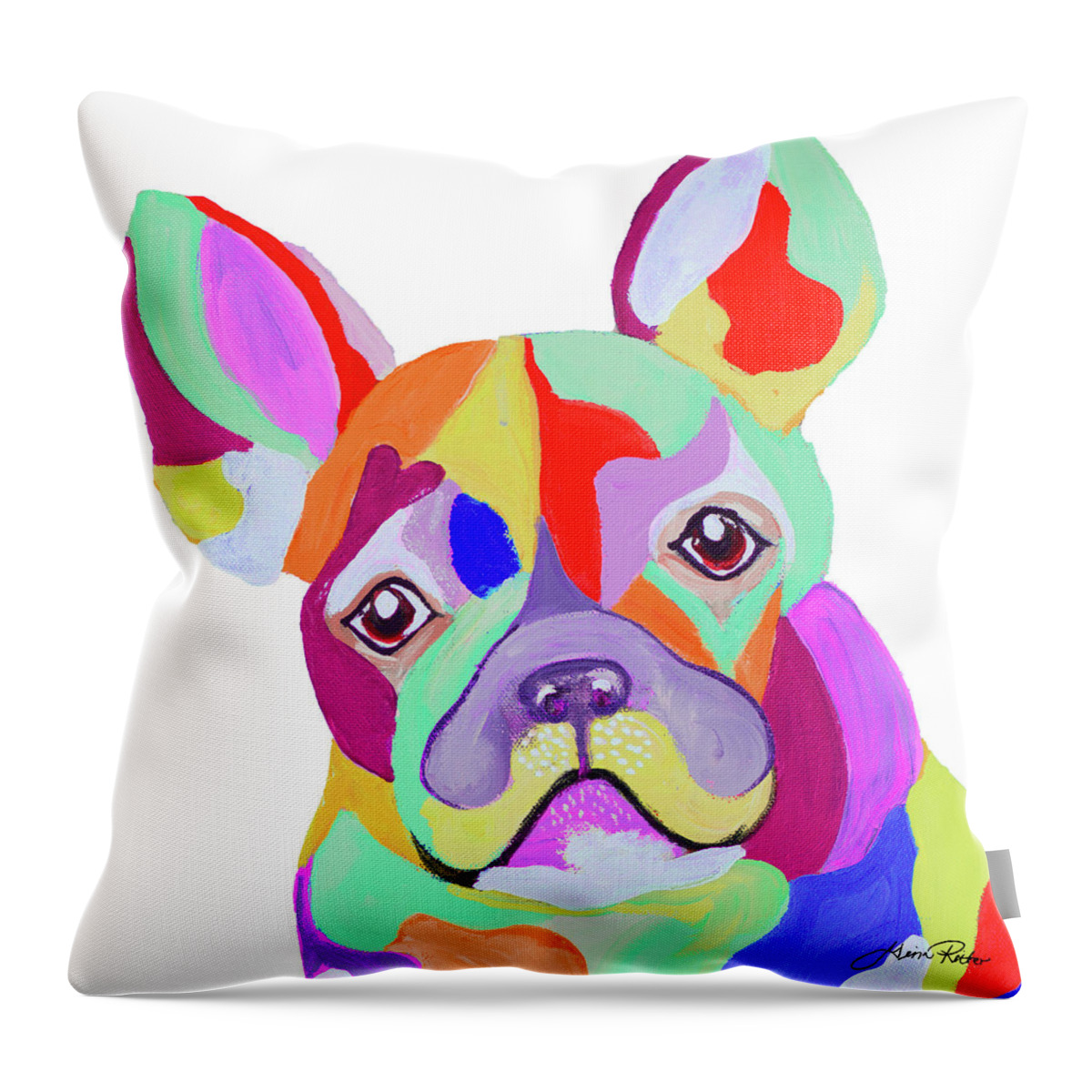 Playful Throw Pillow featuring the painting Playful Pup #1 by Gina Ritter