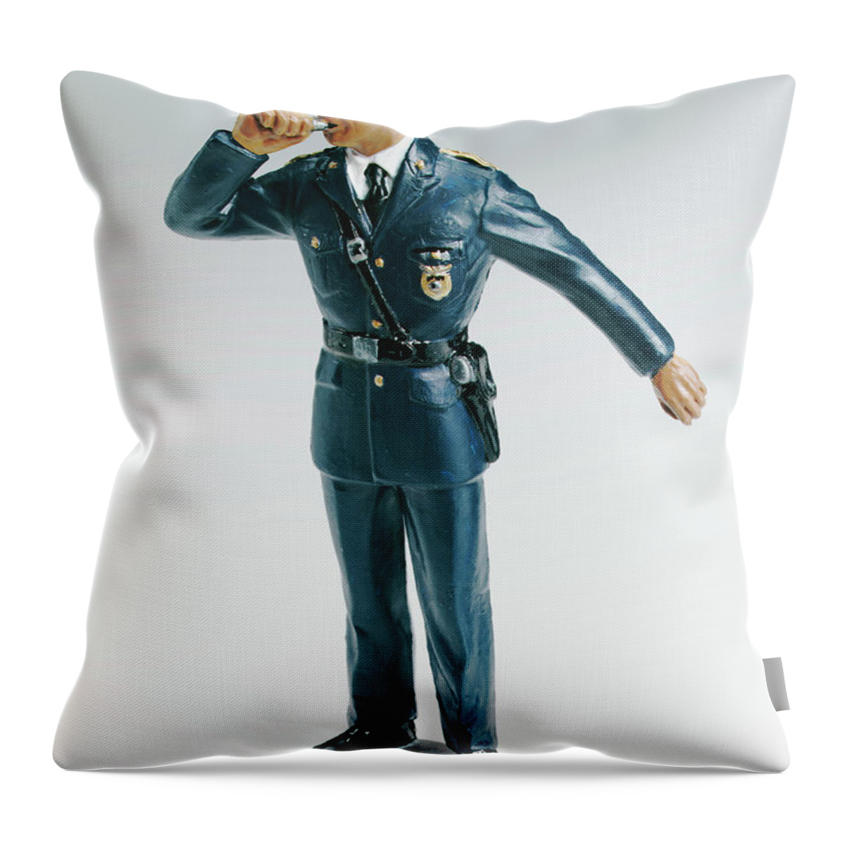 Adult Throw Pillow featuring the drawing Policeman Blowing Whistle #1 by CSA Images