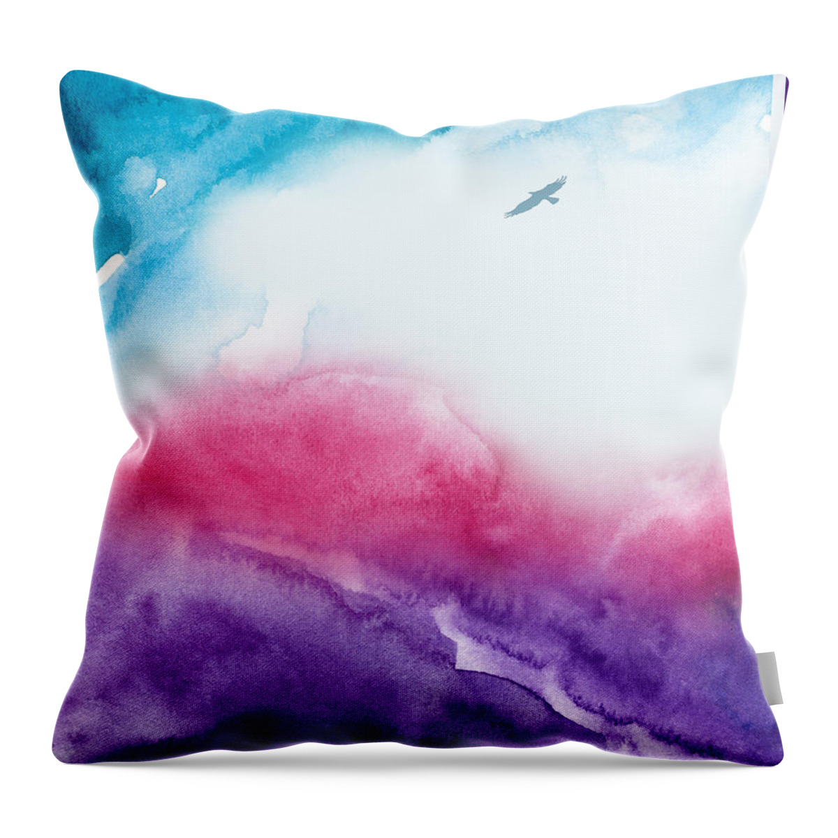 Landscape Throw Pillow featuring the painting Purple Mountains and Eagle #1 by Naxart Studio