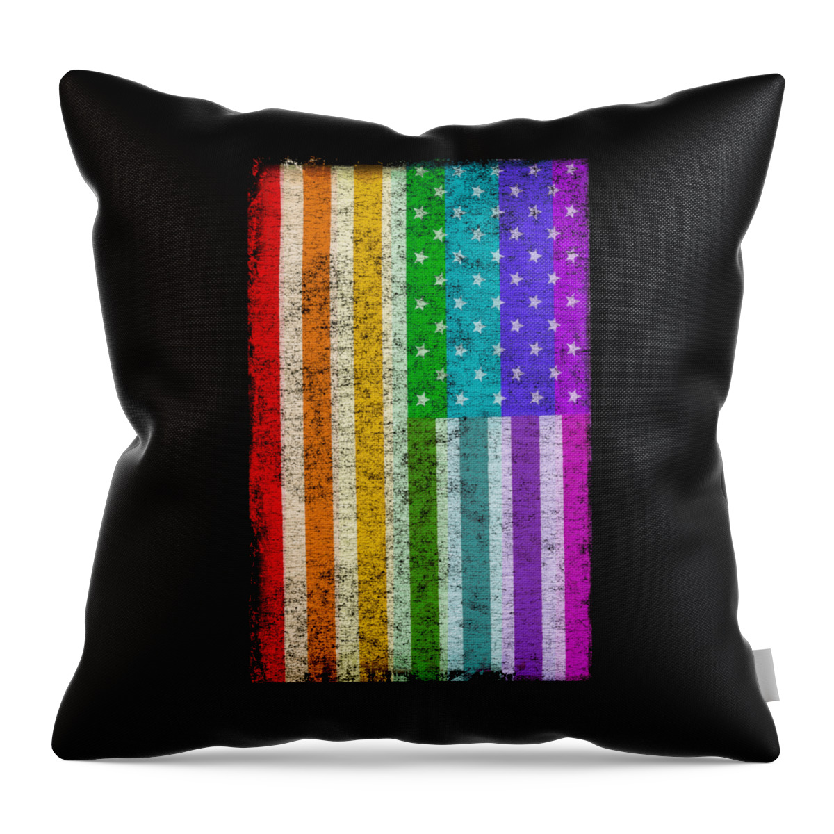 Cool Throw Pillow featuring the digital art Rainbow Us Flag #1 by Flippin Sweet Gear