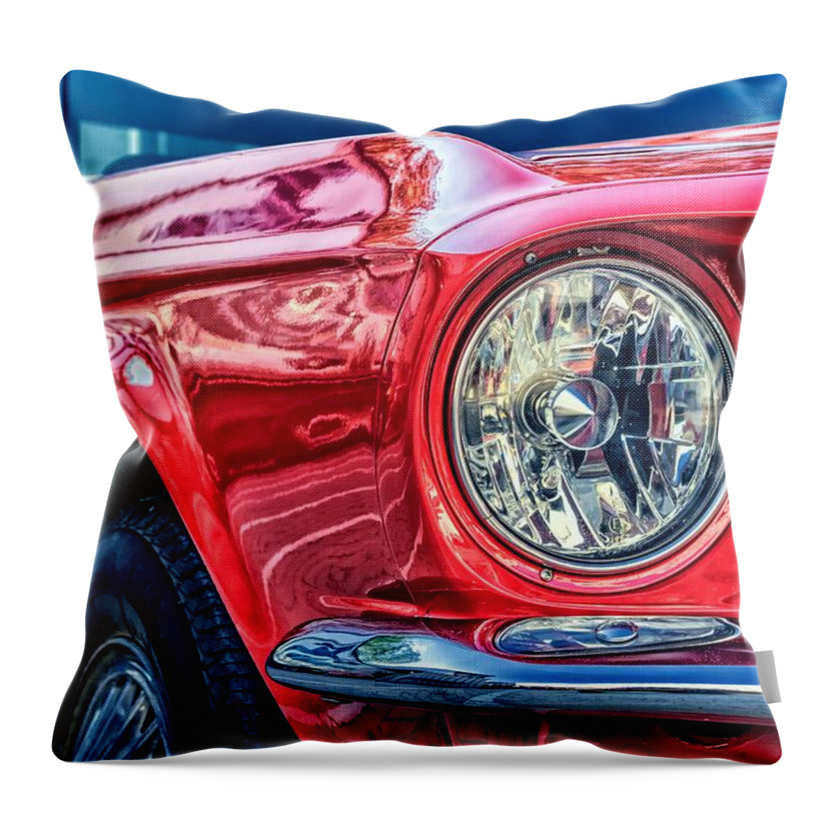 Photo Throw Pillow featuring the photograph Red vintage car #1 by Top Wallpapers