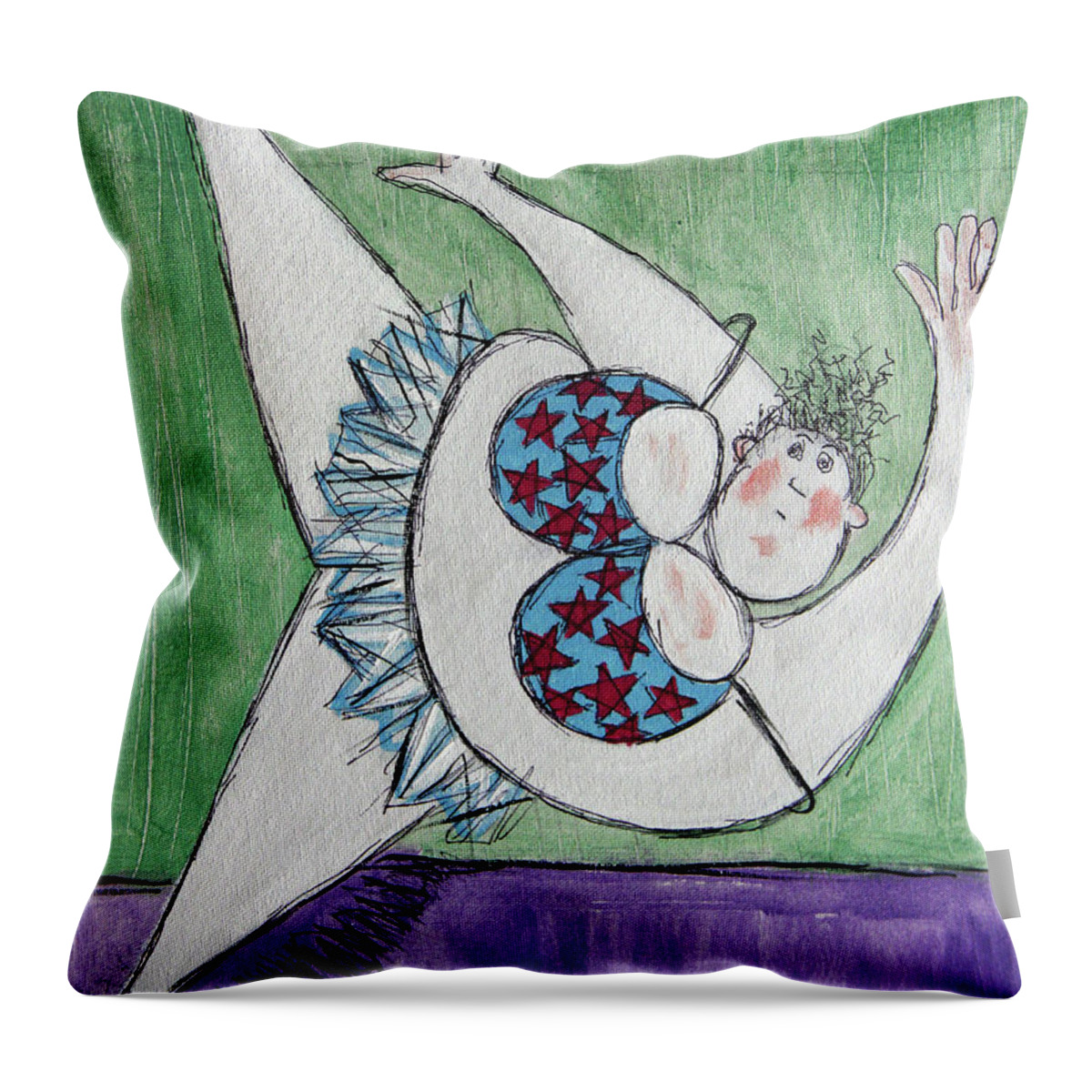 Whimsical Throw Pillow featuring the painting Retired Ballerina Stretching #2 by Anthony Falbo