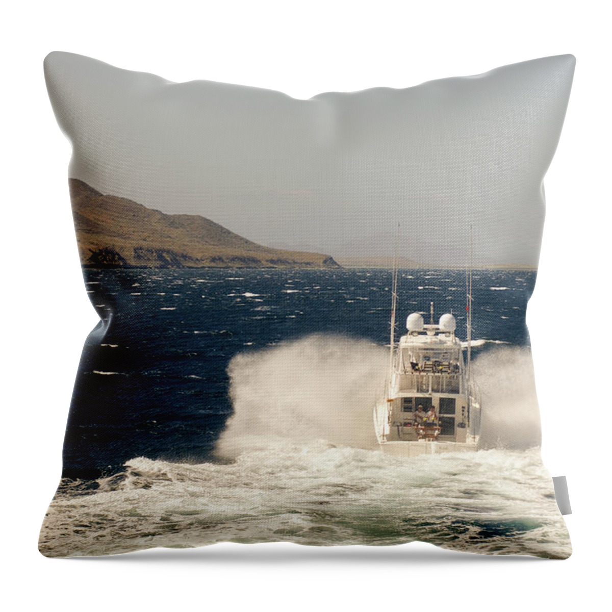 Fishing Boats Throw Pillow featuring the photograph Returning home #1 by David Shuler
