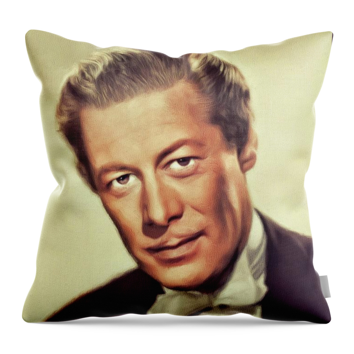 Rex Throw Pillow featuring the painting Rex Harrison, Movie Legend #1 by Esoterica Art Agency