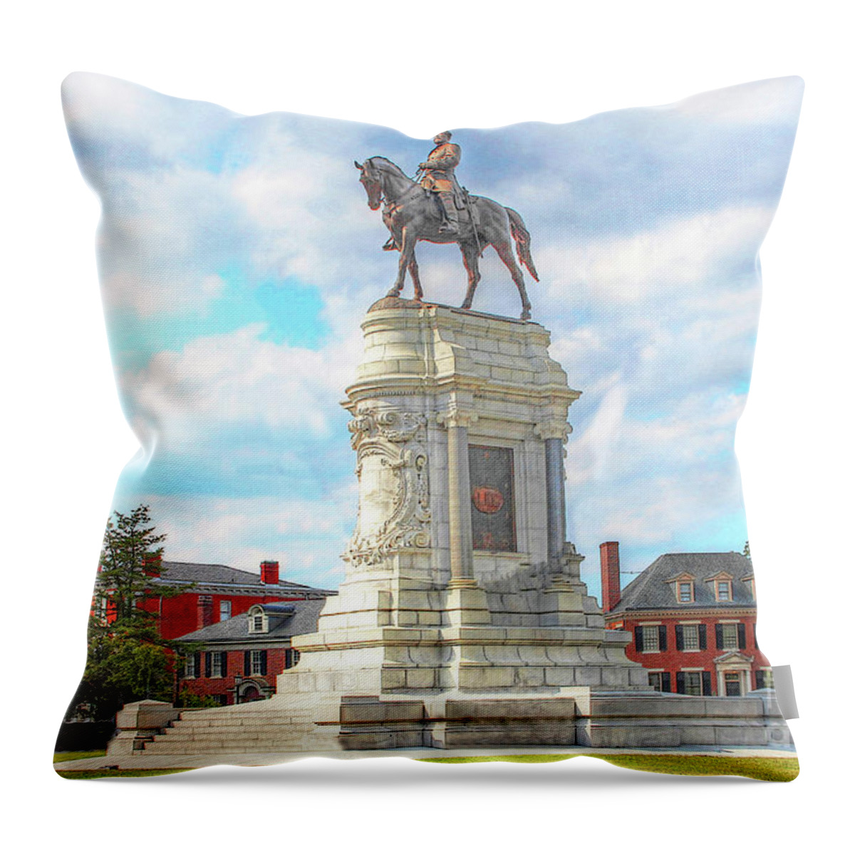 Robert E Lee Monument Throw Pillow featuring the photograph Richmond VA Virginia - Robert E Lee Monument #2 by Dave Lynch
