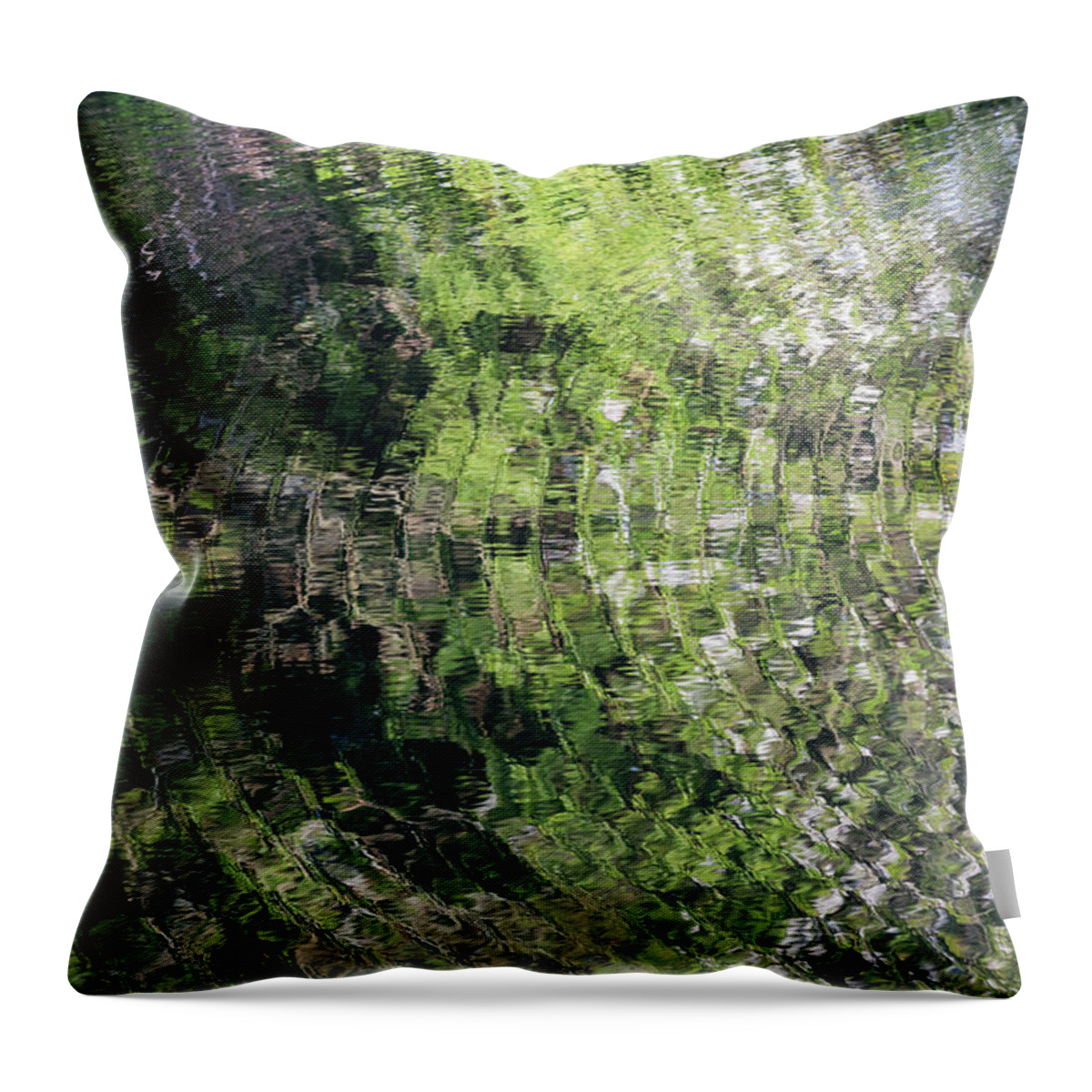 Ripples Throw Pillow featuring the photograph Ripples On The River With Blossom Reflections #1 by Anita Nicholson