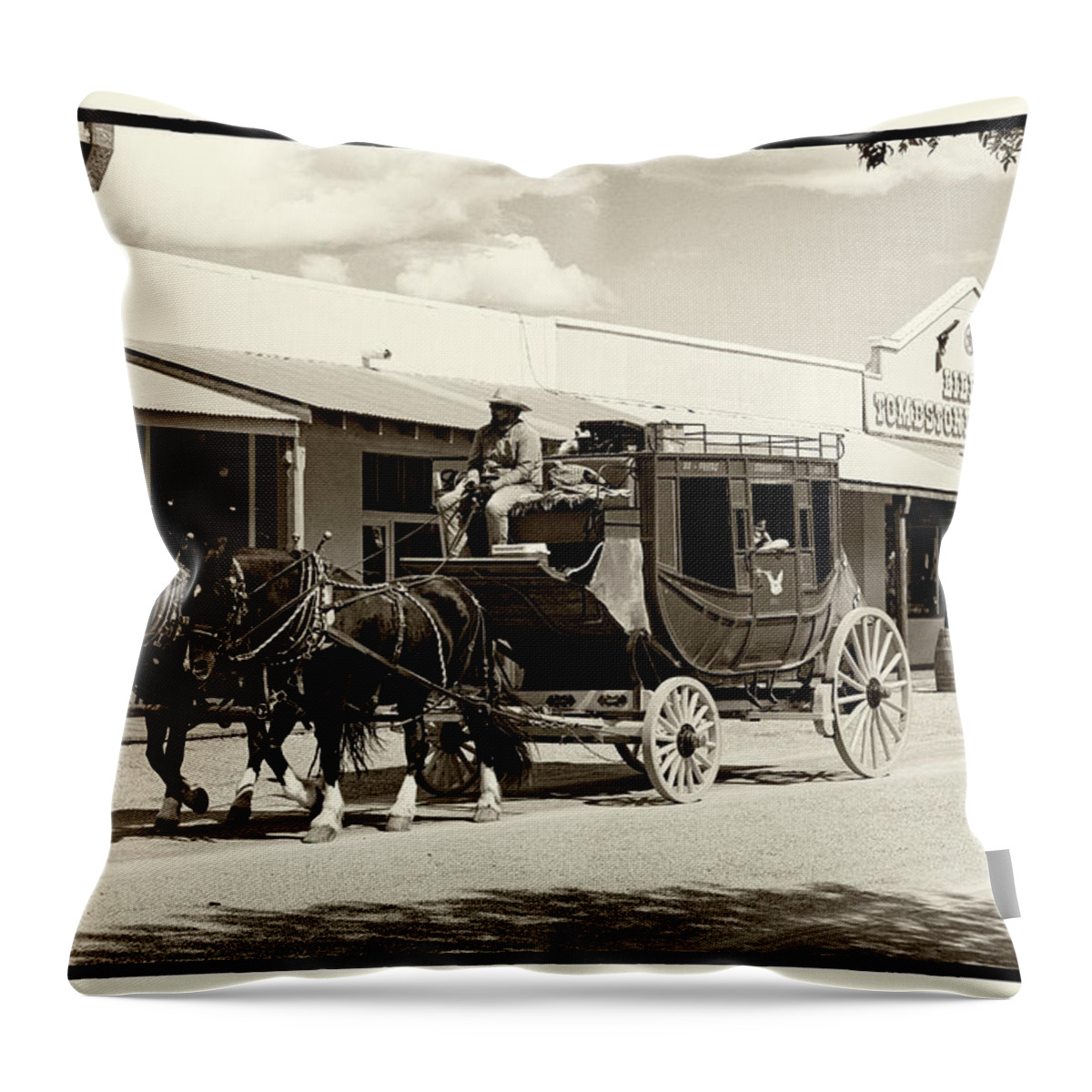Red Throw Pillow featuring the photograph Rolling into town #1 by Chris Smith