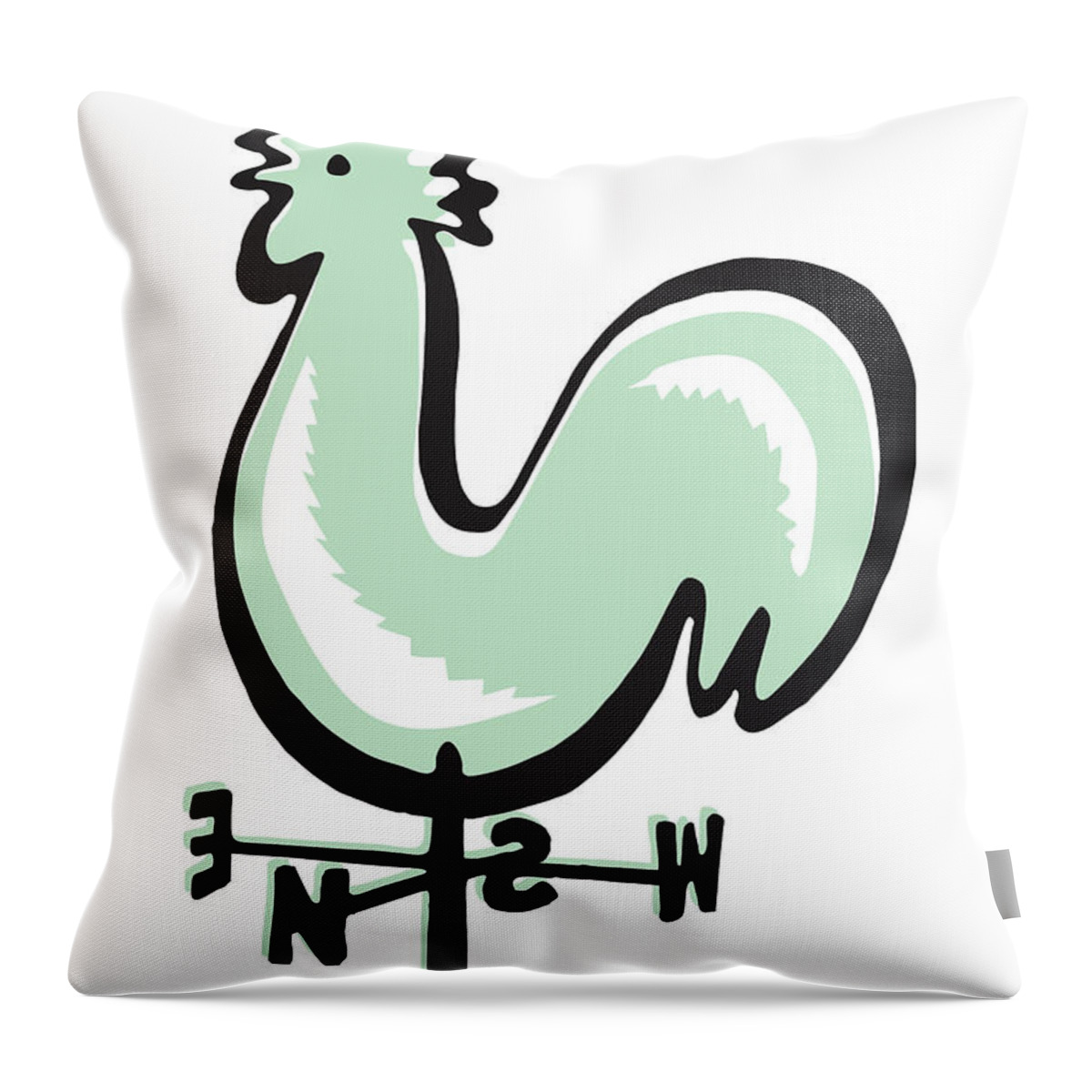 Agriculture Throw Pillow featuring the drawing Rooster Weathervane #1 by CSA Images