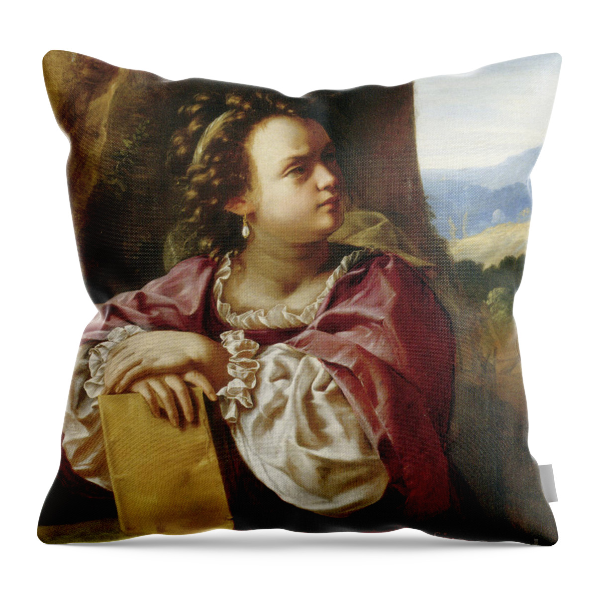 Gentileschi Throw Pillow featuring the painting Saint Catherine of Alexandria by Artemisia Gentileschi