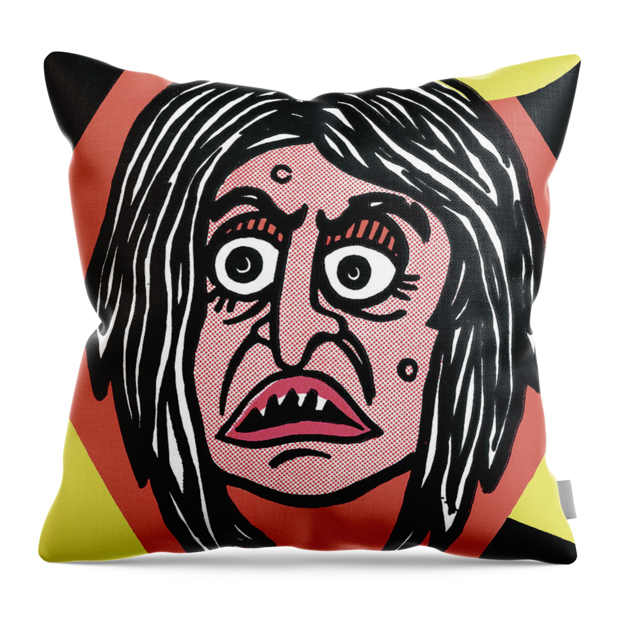 Afraid Throw Pillow featuring the drawing Scary Face #1 by CSA Images