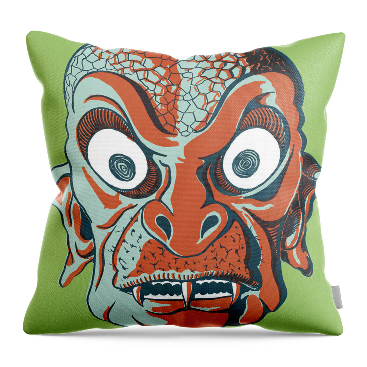 Afraid Throw Pillow featuring the drawing Sea Monster #1 by CSA Images