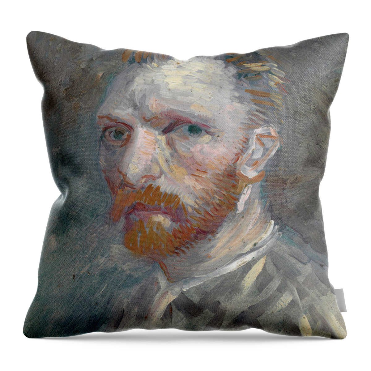 Vincent Van Gogh Throw Pillow featuring the painting Self-Portrait - 1 #1 by Vincent van Gogh