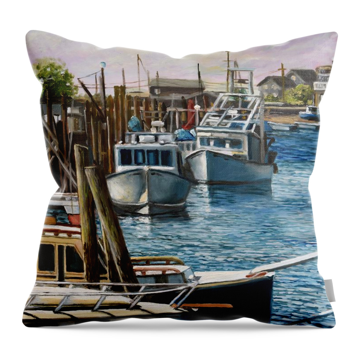 Gloucester Throw Pillow featuring the painting Smith's Cove, Gloucester, MA #1 by Eileen Patten Oliver
