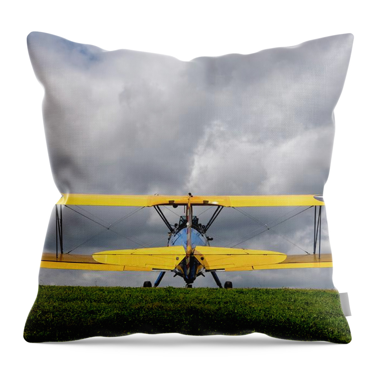 2019 Throw Pillow featuring the photograph Stearman on Grass II #1 by Chris Buff
