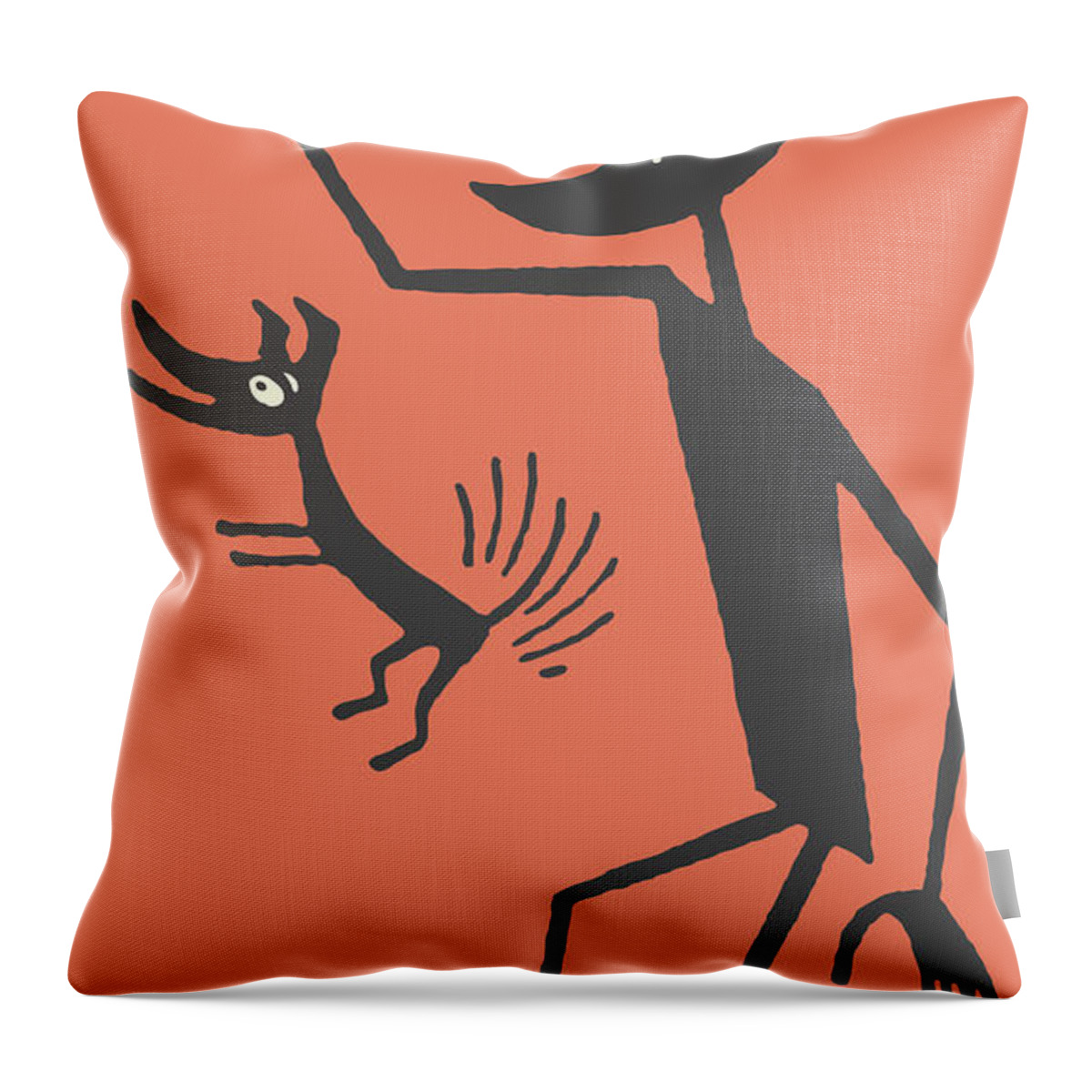 Adult Throw Pillow featuring the drawing Stick Figure Man with Dog #1 by CSA Images