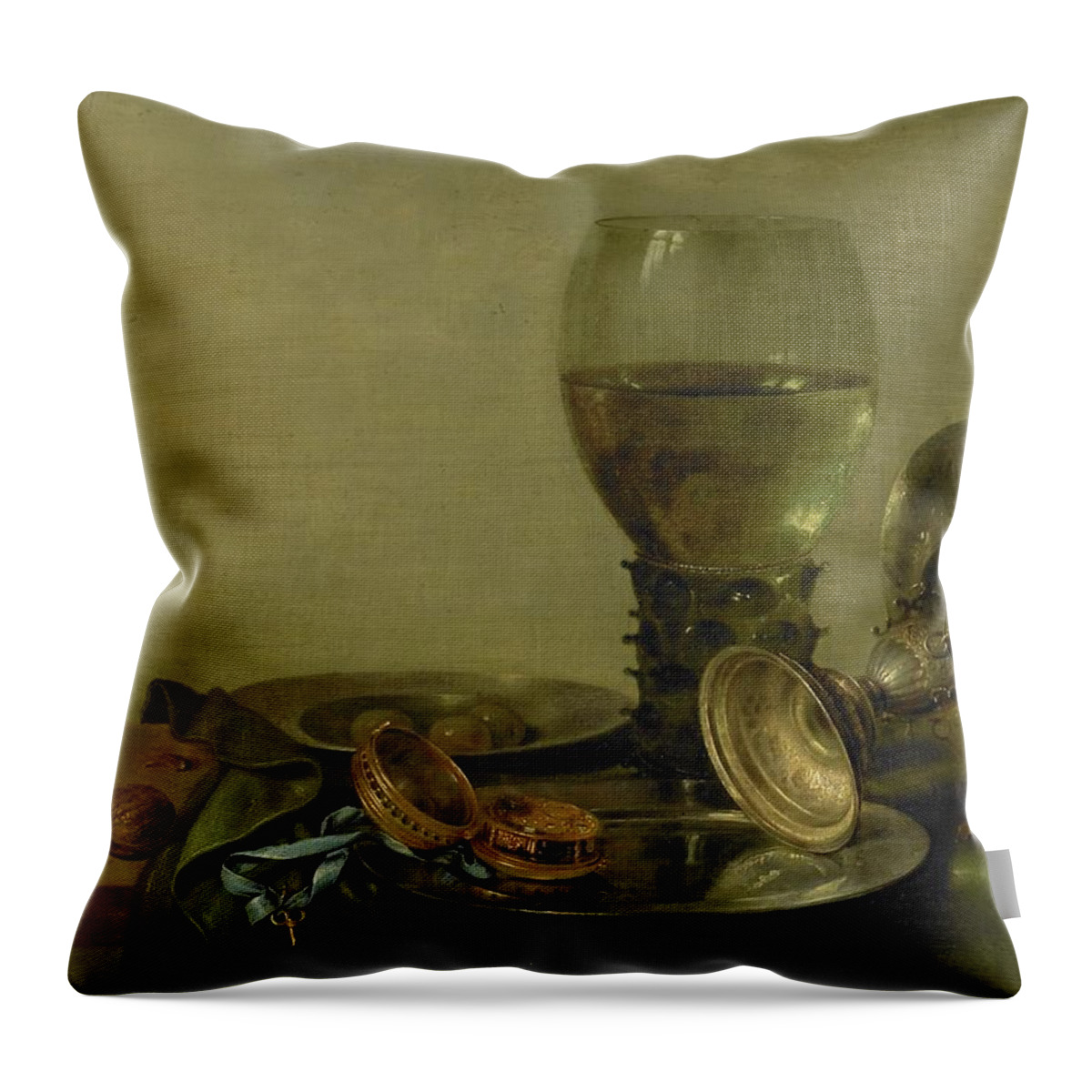 Still Life Throw Pillow featuring the painting Still Life With Roemer And Silver Tazza by Willem Claesz Heda