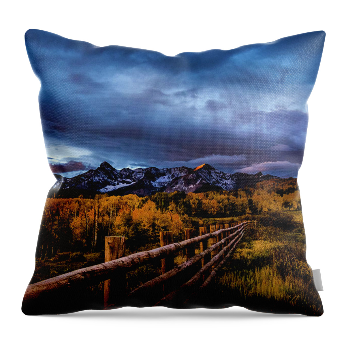 Aspens Throw Pillow featuring the photograph Storm Over Dallas Divide #1 by Johnny Boyd