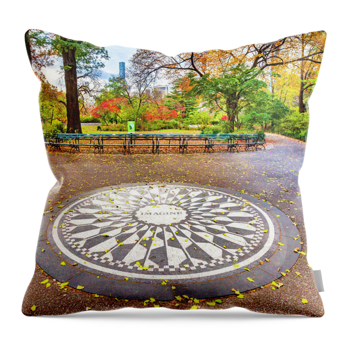 Estock Throw Pillow featuring the digital art Strawberry Fields In Central Park #1 by Claudia Uripos