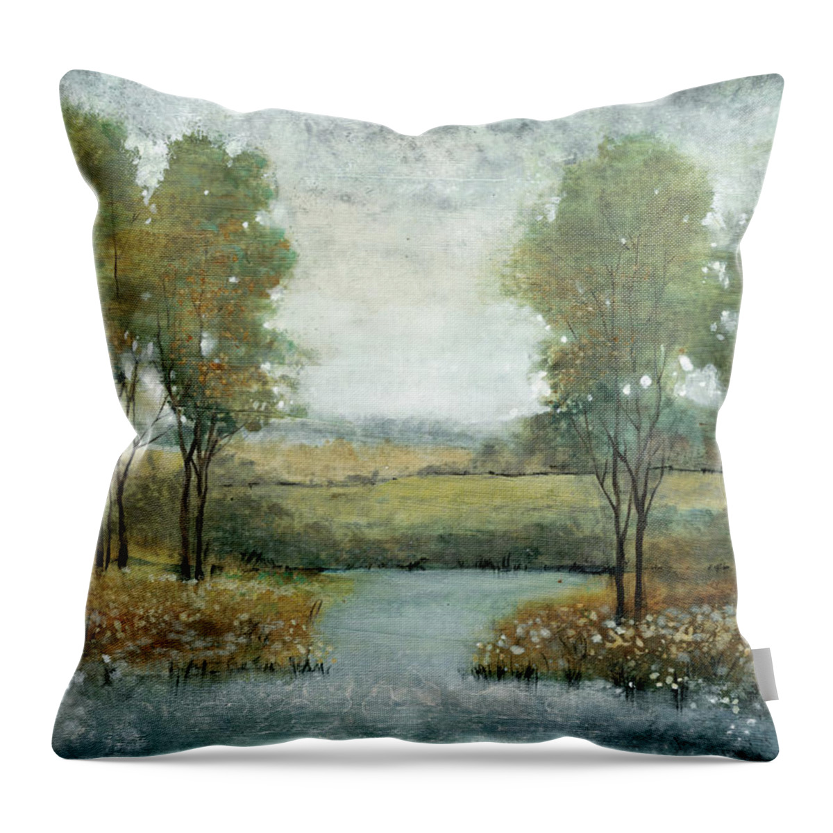 Landscapes Throw Pillow featuring the painting Stream Side II #1 by Tim Otoole