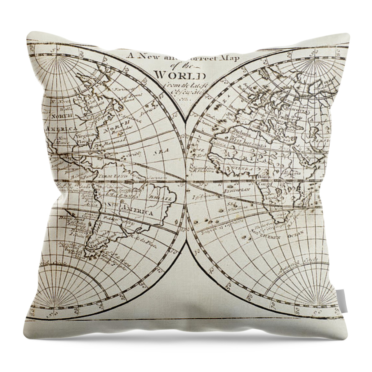 Europe Throw Pillow featuring the photograph Studio Shot Of Antique World Map #1 by Tetra Images
