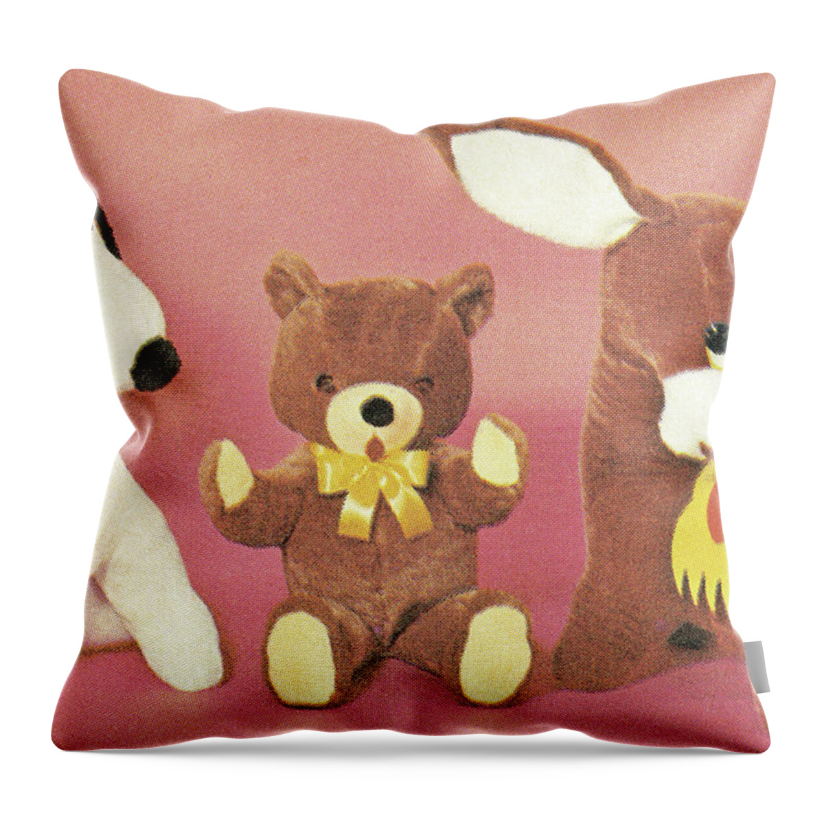 Animal Throw Pillow featuring the drawing Stuffed animals #1 by CSA Images
