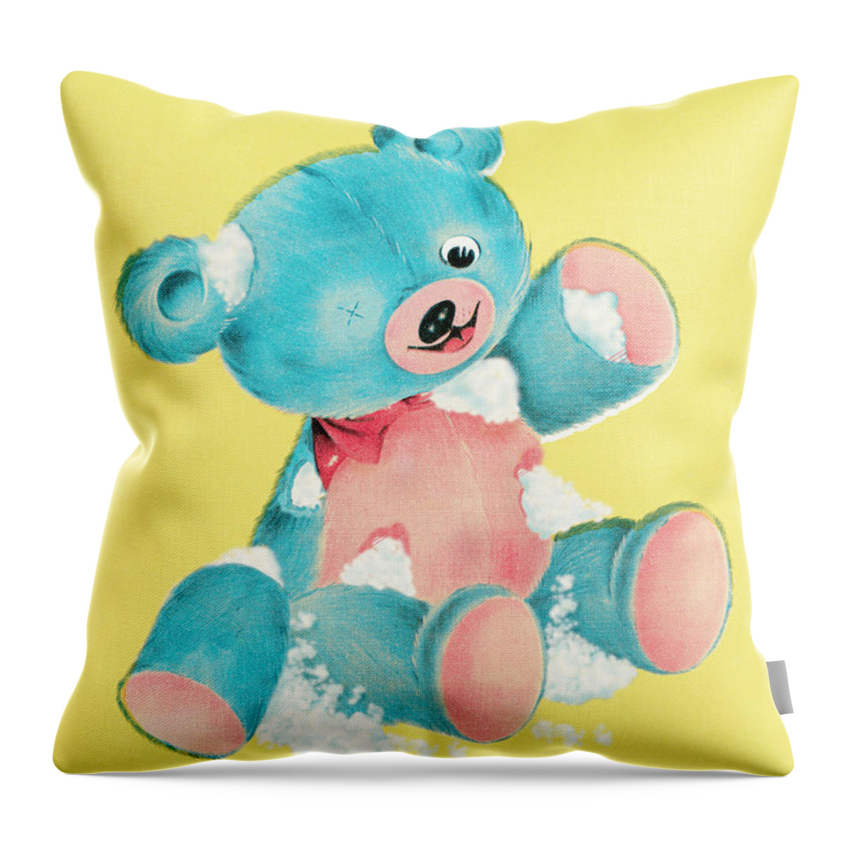 Animal Throw Pillow featuring the drawing Stuffed bear #1 by CSA Images