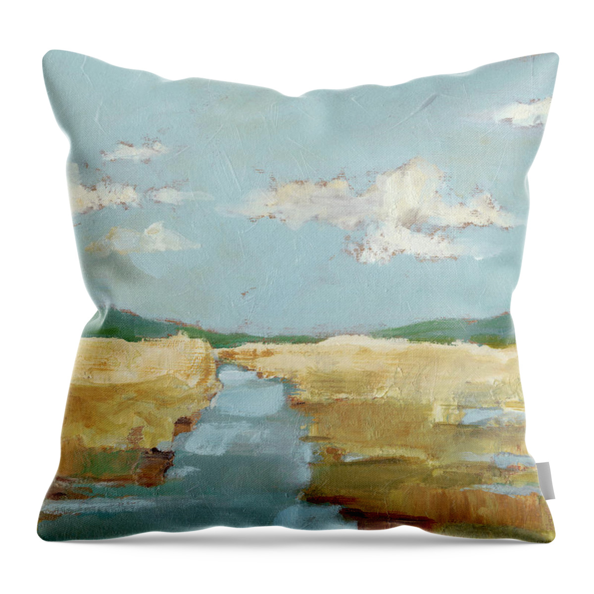 Landscapes Throw Pillow featuring the painting Summer Wetland II #1 by Ethan Harper