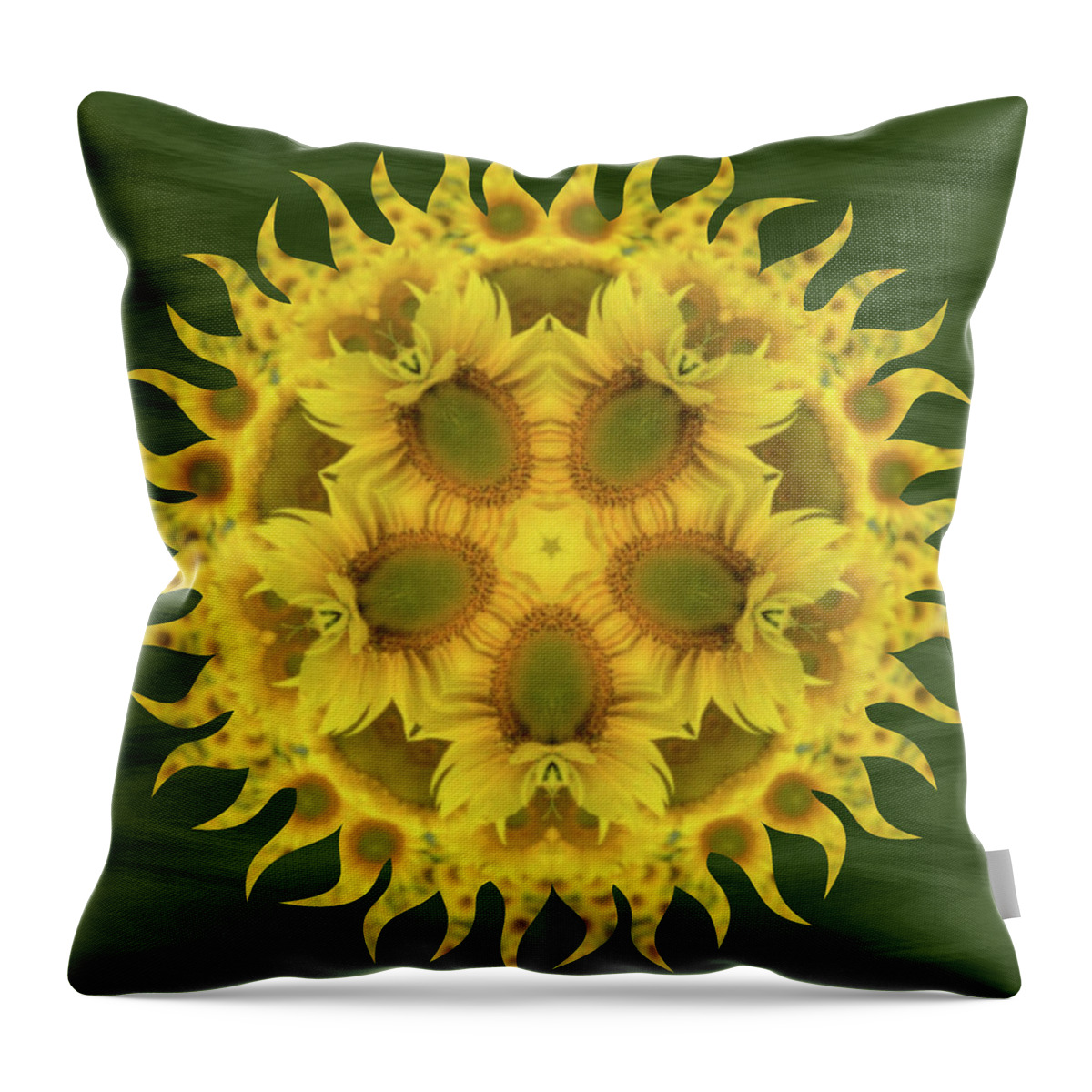 Kaleidoscope Throw Pillow featuring the photograph Sunflower #2 by Minnie Gallman