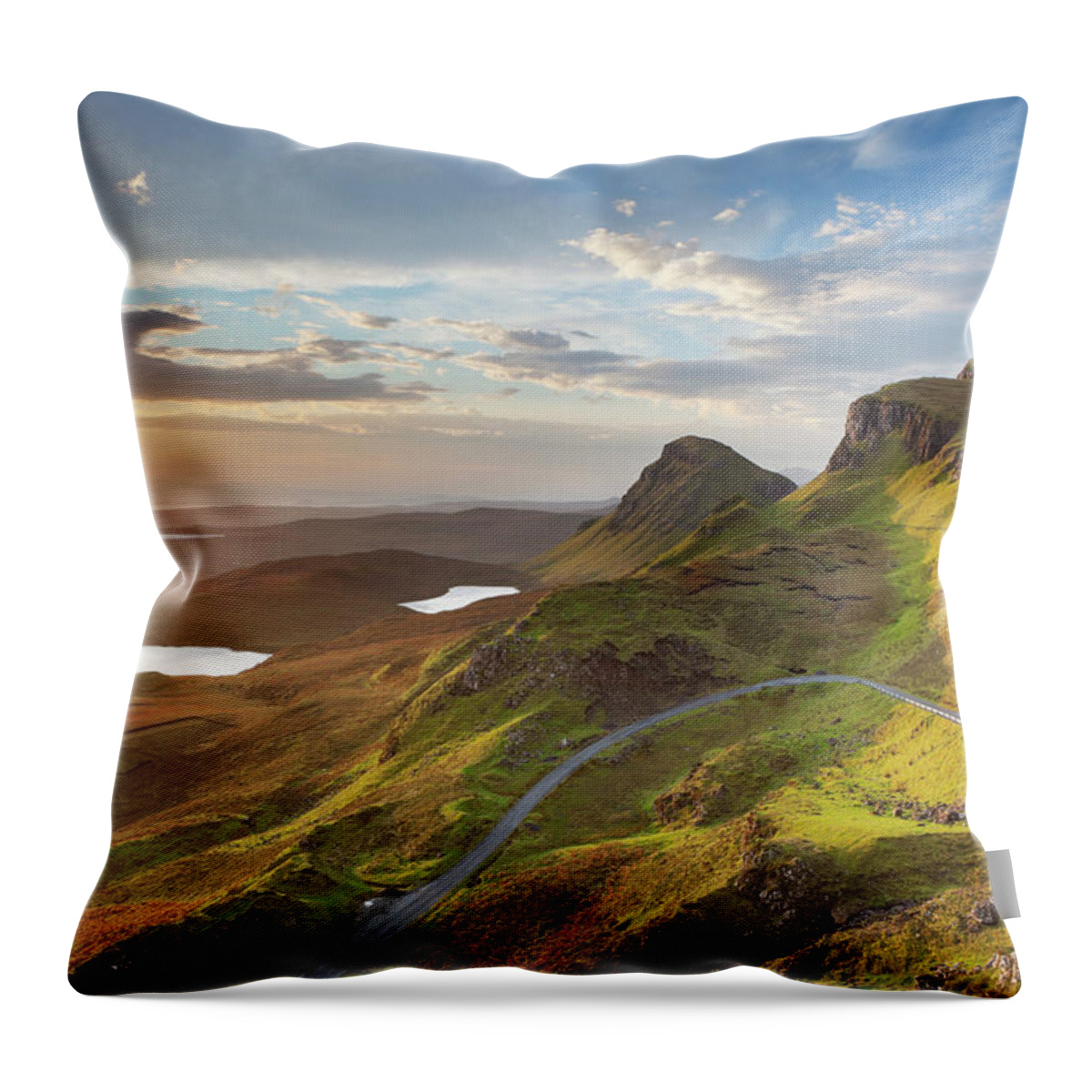 Scenics Throw Pillow featuring the photograph Sunrise At Quiraing, Isle Of Skye #1 by Sara winter