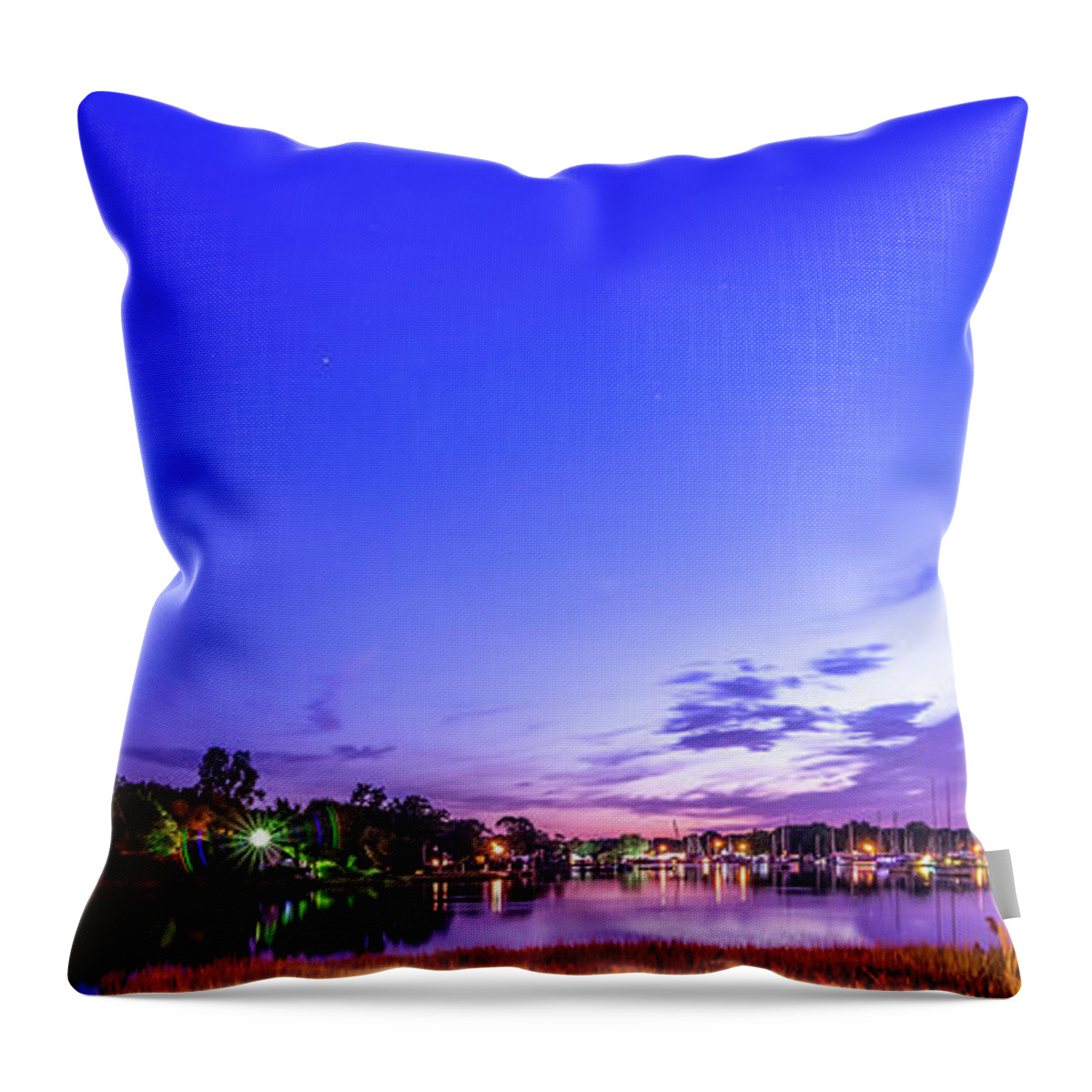 Warwick Cove Throw Pillow featuring the photograph Sunset Over Warwick Cove In Rhode Island #1 by Alex Grichenko