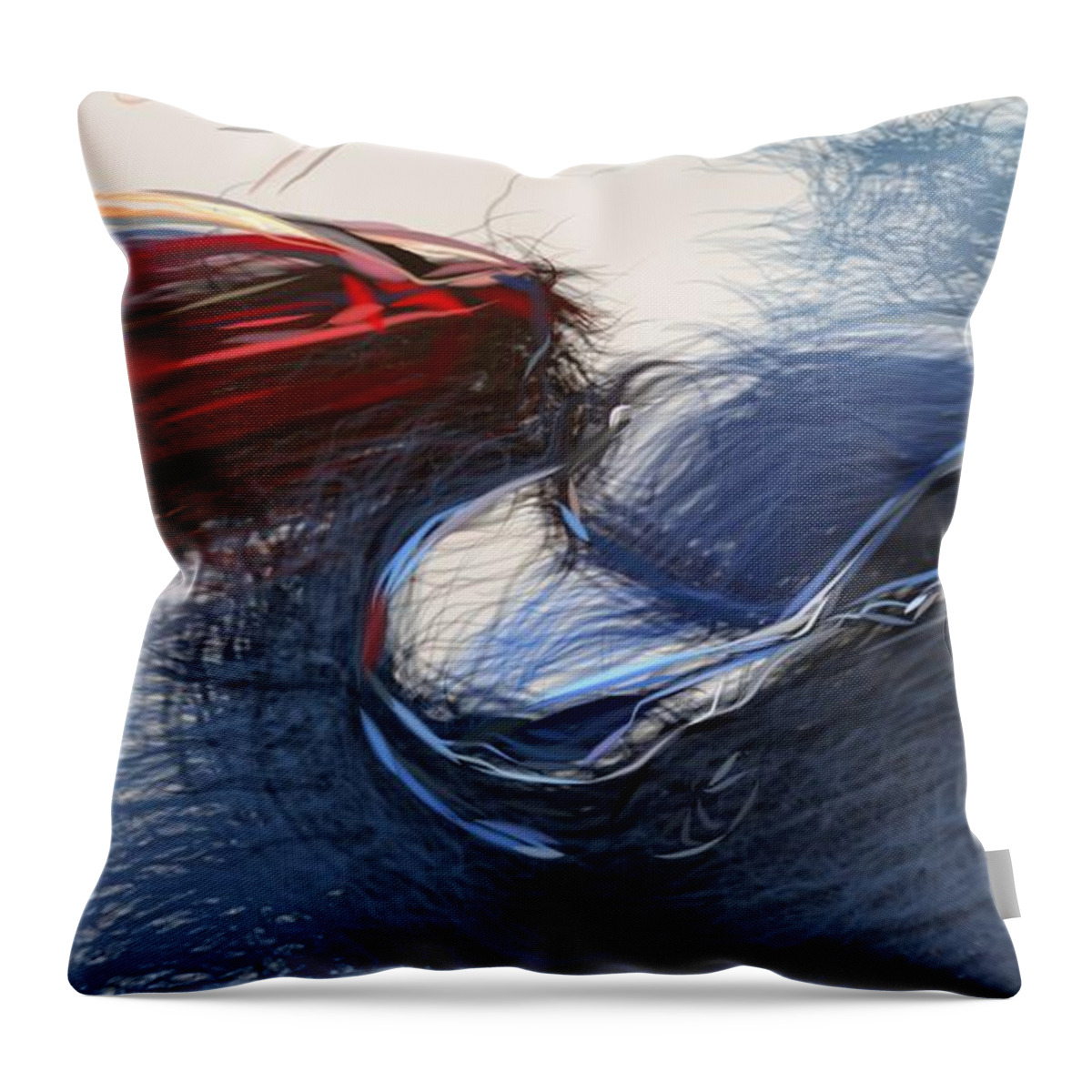 Tesla Throw Pillow featuring the digital art Tesla Model 3 Prototype Draw #2 by CarsToon Concept