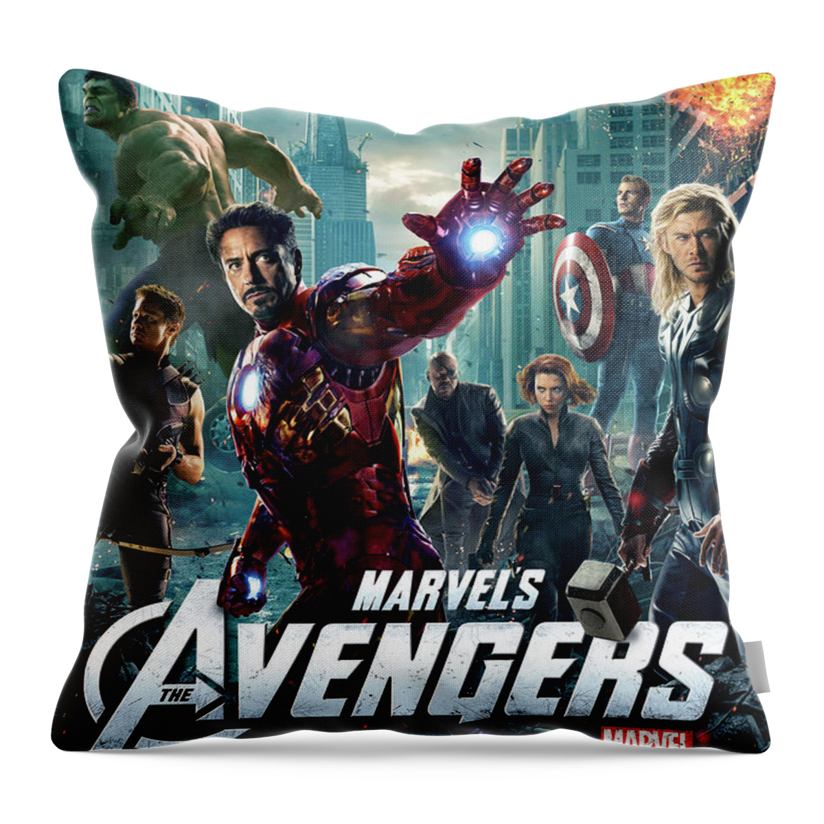 Marvel Throw Pillow featuring the digital art The Avengers #1 by Mikebimages