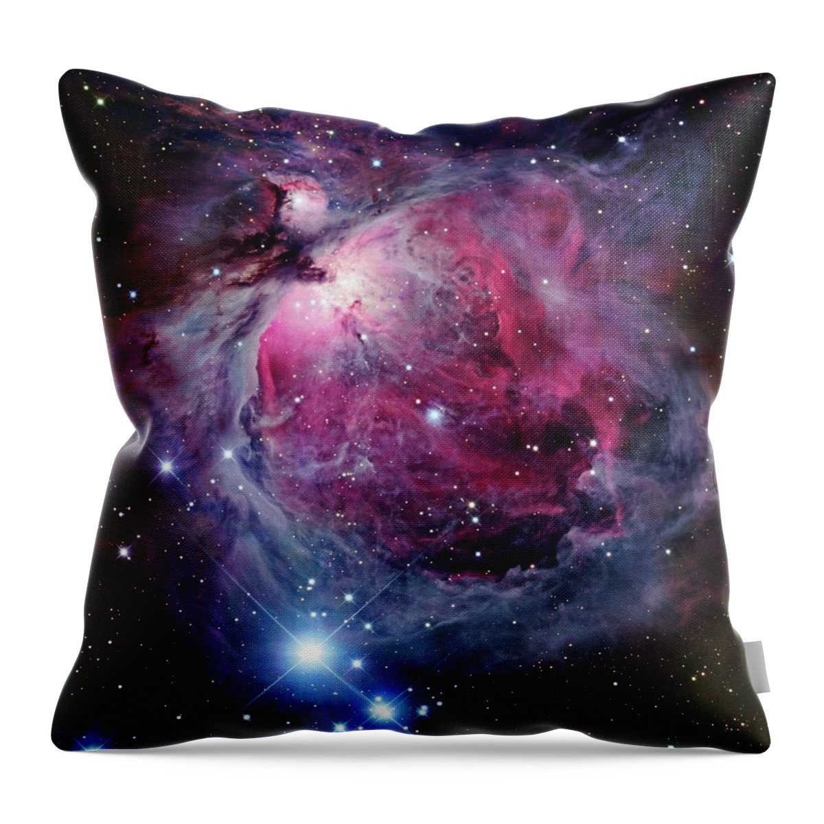 Purple Throw Pillow featuring the photograph The Orion Nebula, Also Known As Messier #1 by Stocktrek Images