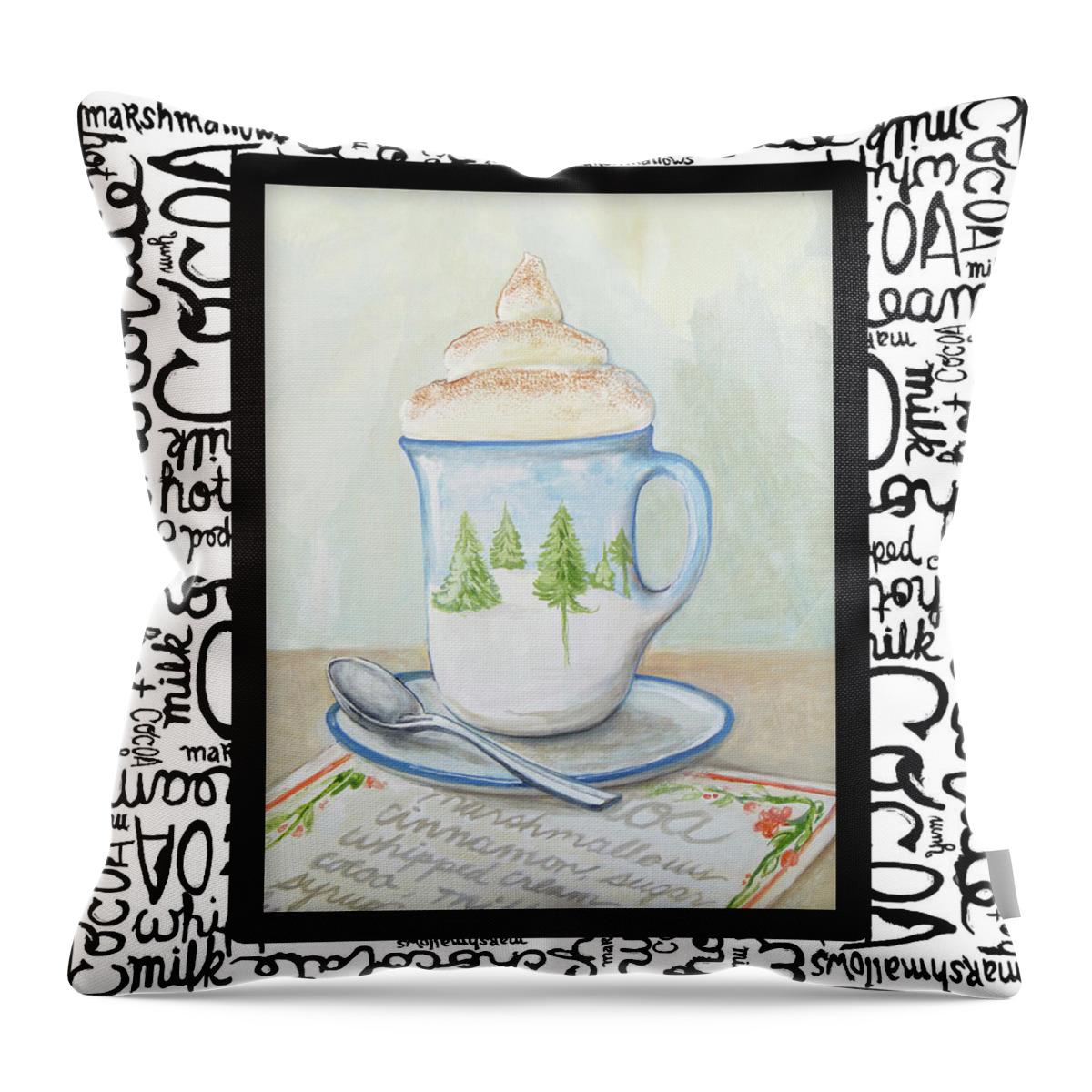 Tis Throw Pillow featuring the painting Tis The Season For Cocoa I #1 by Diannart