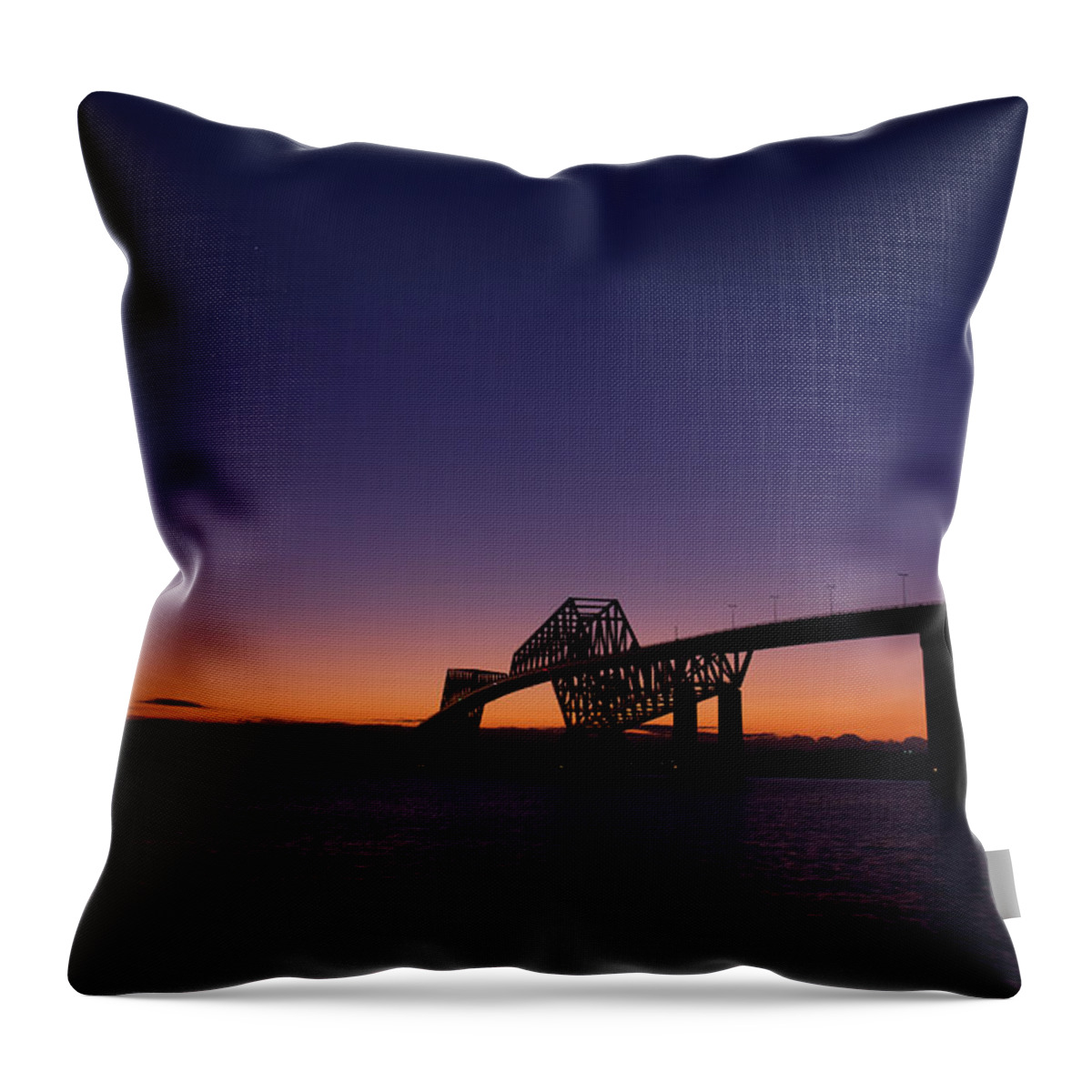 Cantilever Bridge Throw Pillow featuring the photograph Tokyo Gate Bridge After Sunset #1 by Daisuke Tashiro