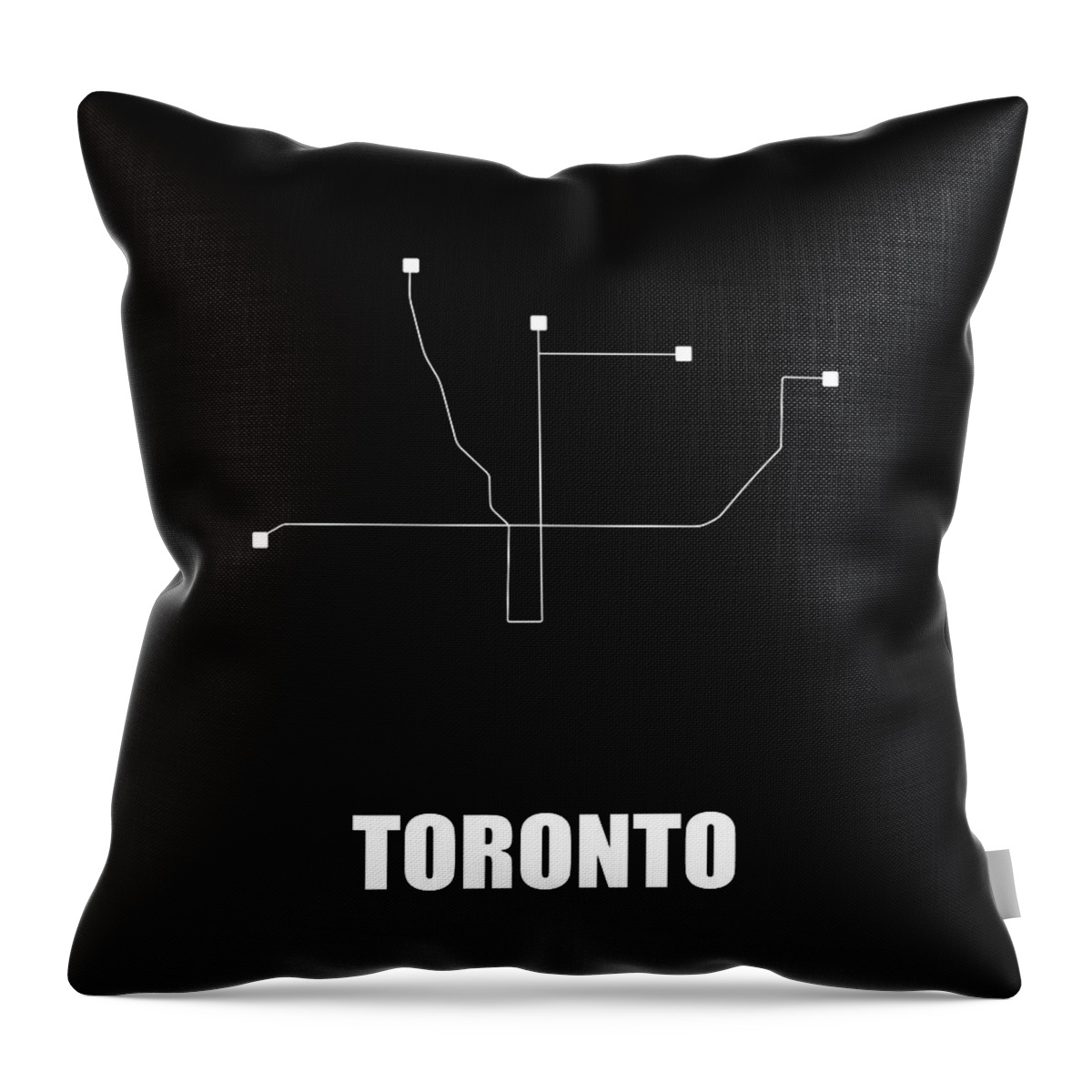 Toronto Throw Pillow featuring the digital art Toronto Black Subway map #1 by Naxart Studio