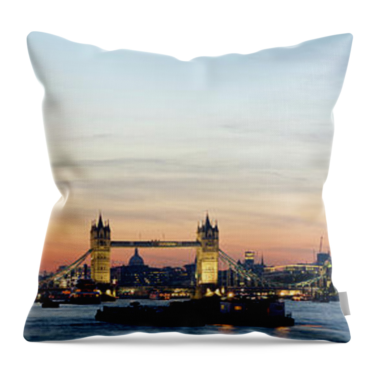 Downtown District Throw Pillow featuring the photograph Tower Bridge And The City Of London #1 by Dynasoar