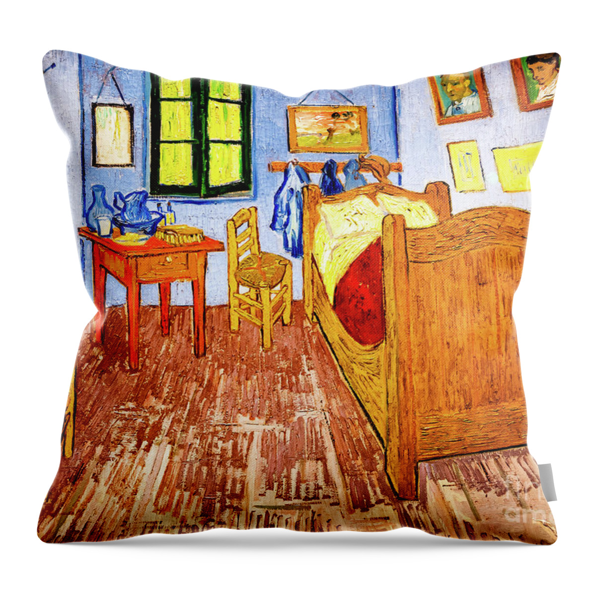 Vincent Throw Pillow featuring the painting Van Gogh's Bedroom by Vincent Van Gogh by Vincent Van Gogh