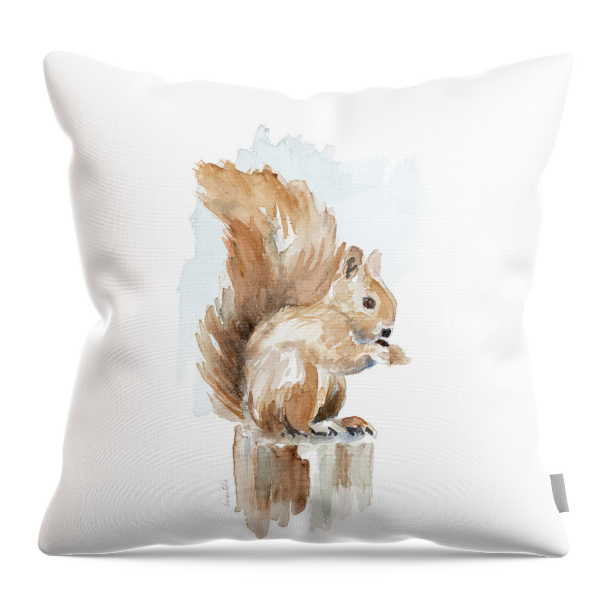 Squirrel Throw Pillow featuring the painting Watercolor Squirrel #1 by Lanie Loreth