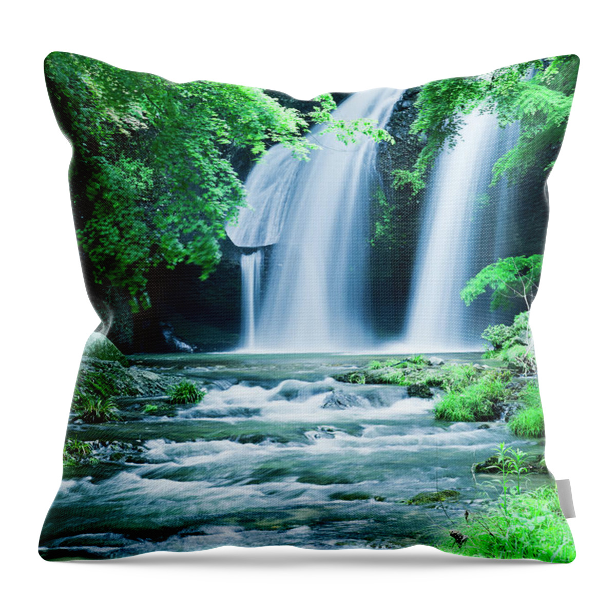 Scenics Throw Pillow featuring the photograph Waterfalls #1 by Ooyoo